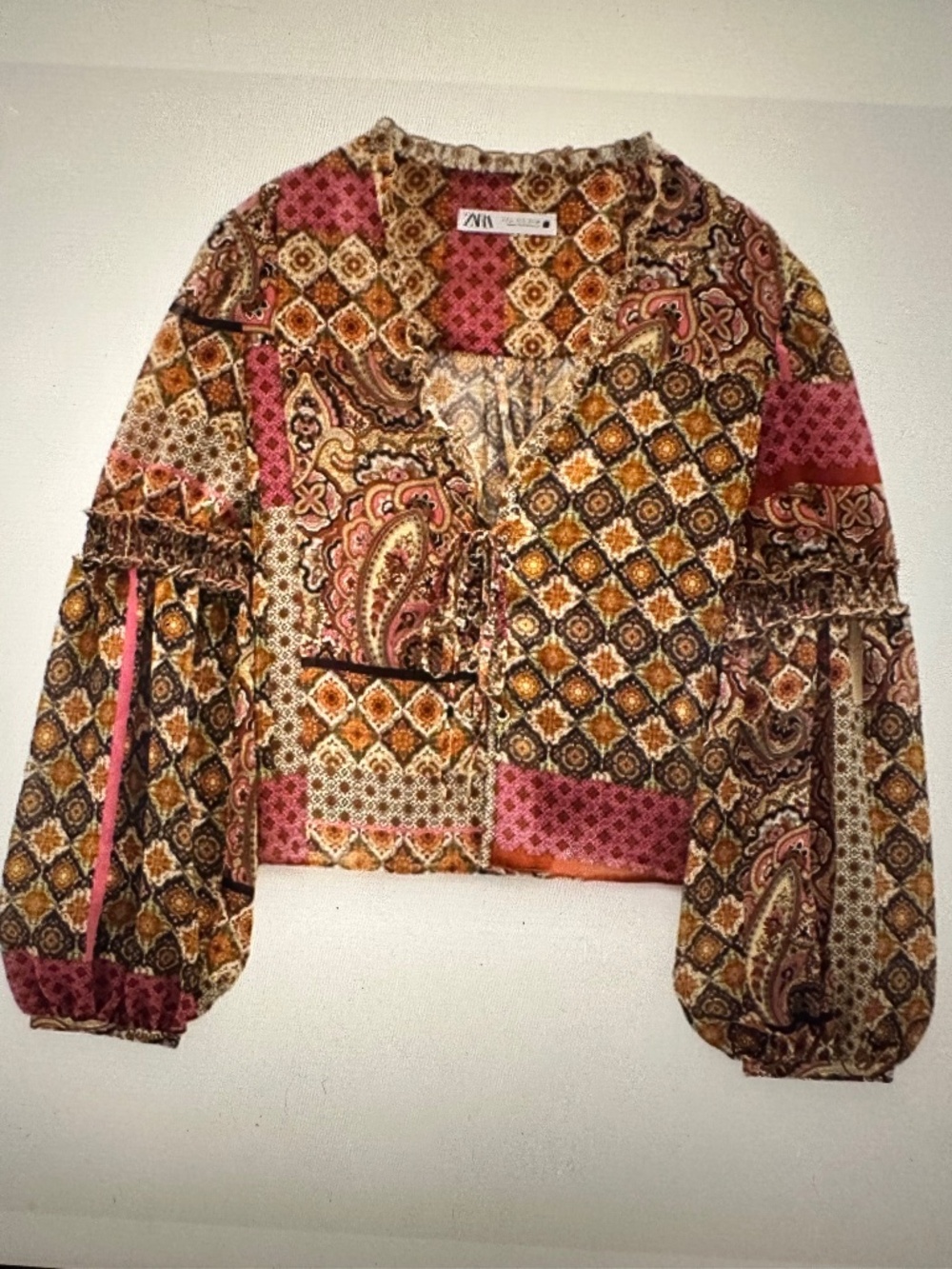 Zara  Bohemian multi pattern Blouse.